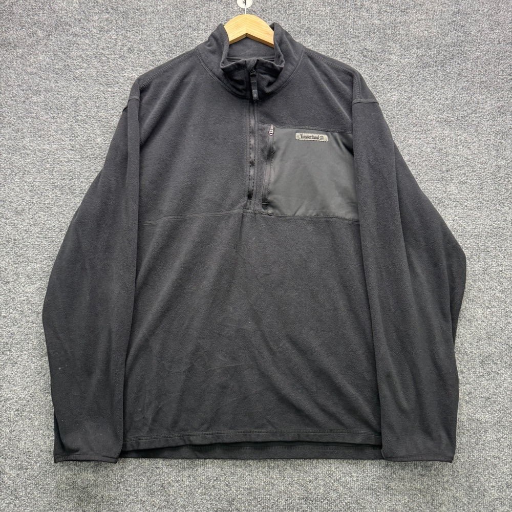 Timberland Fleece 1/4 Zip Pullover Mens XL Black Long Sleeve Outdoor Fleece